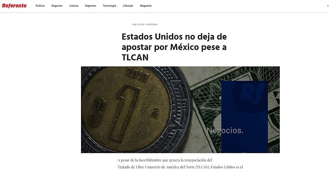 Estados Unidos no deja de apostar por Mxico pese a TLCAN